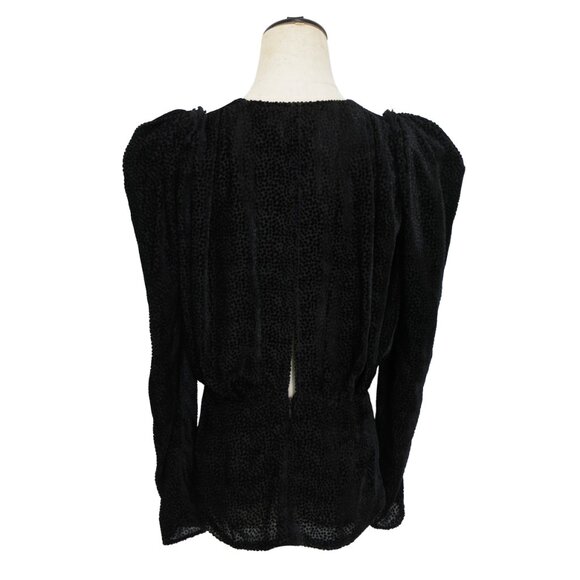 ISABEL MARANT Black Silk Viscose MARLIN Burnout Polka Dot Ruched Top 38 - Picture 7 of 11